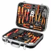 Set de scule pentru electricieni NEO TOOLS, 25 piese, scule de mână izolate VDE cu tester de tensiune, clește de dezizolat, clești, șurubelnițe și accesorii în valiză robustă din plastic