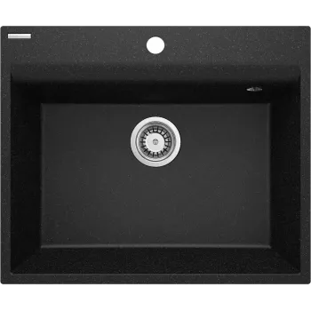 DEANTE ZRC_210A 1-Bowl Granite Composite Kitchen Sink, Black, Inset, with Overflow