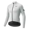 Geacă de ciclism damă ROCKBROS YDWT006 TVI, impermeabilă la vânt și apă, căptușită cu fleece termic, alb-gri, mărimea S