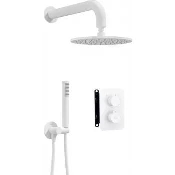 Set de duș termostatic îngropat DEANTE cu sistem BOX și cap de duș de ploaie, negru mat