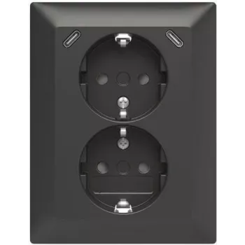 Priză dublă USB ABB Safety+ cu 2x USB-C, 15W, montaj îngropat, alb polar 2TKA00006192