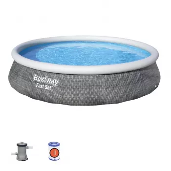 Piscină Bestway Fast Set 57376 rotundă 7.340 L gri
