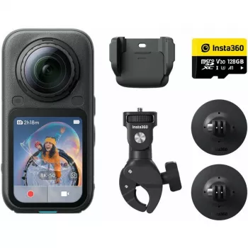 Cameră de acțiune 360 de grade Insta360 X6, pachet pentru motocicletă, 8K, neagră