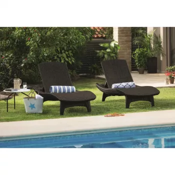 KETER Sun lounger set 2 pieces + table Pacific beige