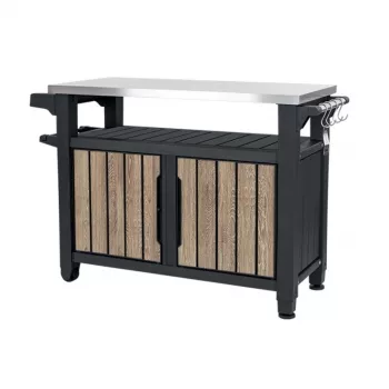 Masă pentru grătar KETER Deco Unity XL 207L, aspect lemn de frasin