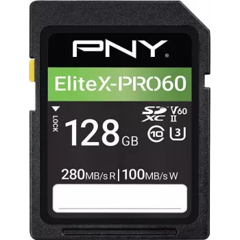 PNY EliteX-PRO60 Card de memorie flash 128 GB Video Class V60 UHS-II U3 Class10 MicroSDXC