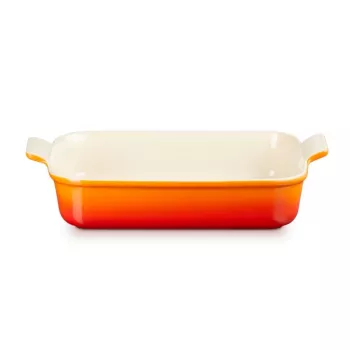 Vas de copt dreptunghiular LE CREUSET Heritage din gresie 32x24cm / 4L portocaliu