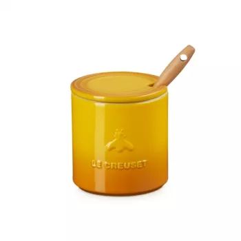 Borcan de miere cu lingură din gresie LE CREUSET 420 ml galben