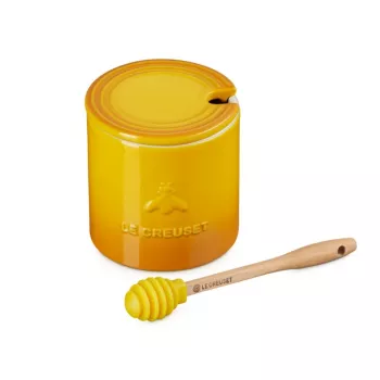 Borcan de miere cu lingură din gresie LE CREUSET 420 ml galben