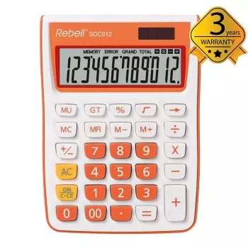 Calculator semi-desktop REBELL RE-SDC912OR BX, LCD cu 12 cifre, alimentare duală, negru/argintiu