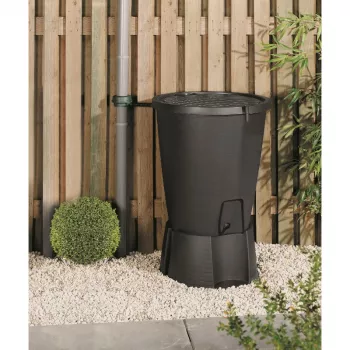 Butoi de apă de ploaie KETER Indigo + suport, 200 L, gri