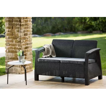 Canapea de grădină dublă KETER Corfu Love Seat, gri