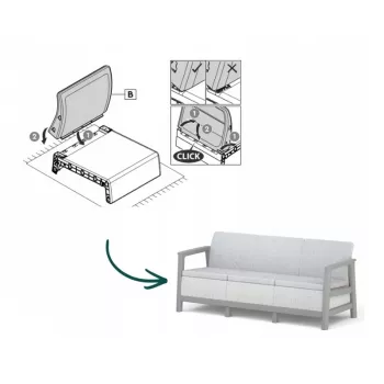 KETER Garden sofa three-seater Scandi Linea 3 Seater Sofa light gray/dark steel gray