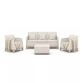 Set de mobilier de grădină KETER Scandi Forma cu 3 locuri, gri pietriș/bej deschis