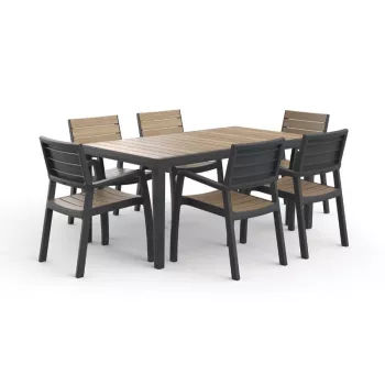 Masă de grădină KETER Deco Corale 160, aspect teak/gri