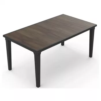 Masă de sufragerie de grădină Keter Futura Deco, grafit/nuc, 29216482533