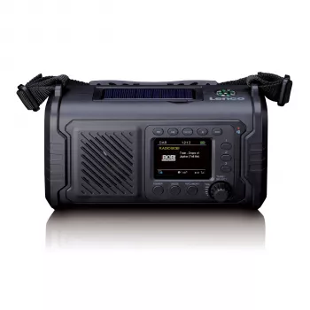 Radio de urgență Lenco PDR-055 DAB+ FM solar cu manivelă USB-C power bank lanternă SOS IPX4