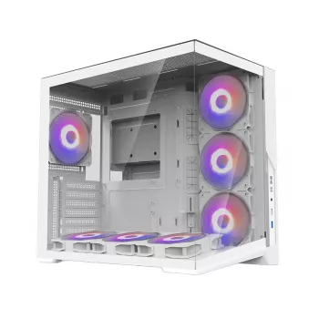 Carcasă PC Zalman D40 White ATX Mid-Tower cu 7 ventilatoare ARGB și sticlă călită