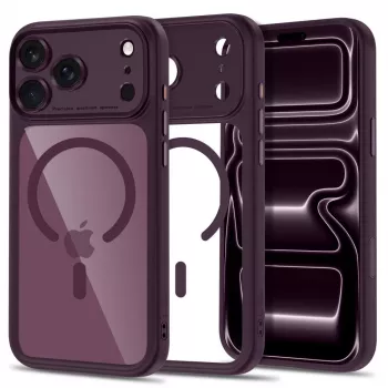 TECH-PROTECT MAGPEAK MAGSAFE CC IPHONE 17 PRO / 18 PRO CIREȘĂ ÎNCHIS/TRANSPARENT