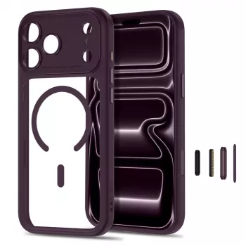 TECH-PROTECT MAGPEAK MAGSAFE CC IPHONE 17 PRO / 18 PRO CIREȘĂ ÎNCHIS/TRANSPARENT
