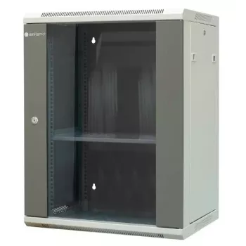 EMITERNET EM/AP6415 dulap de rețea 15U pentru montaj pe perete cu ușă din sticlă securizată, 600x450x770 mm, negru