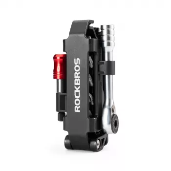 Set de scule pentru bicicletă Rockbros, multitool cu cheie cu clichet și leviere pentru anvelope - negru