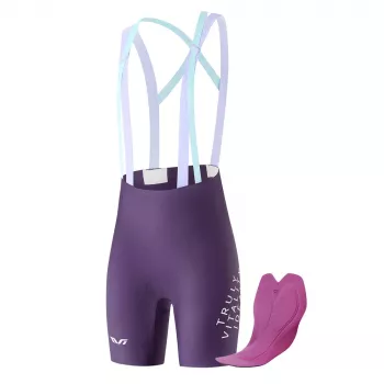 Pantaloni scurți de ciclism pentru damă Rockbros YDDK017-1 TVI, cu bretele și perniță, L - mov