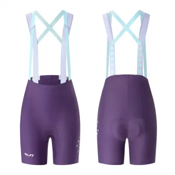 Pantaloni scurți de ciclism pentru damă Rockbros YDDK017-1 TVI, cu bretele și perniță, L - mov