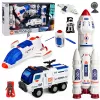 Set mare spațial LEAN TOYS: stație, rachetă, navetă, vehicul de explorare, astronauți