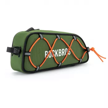 Geantă de bicicletă Rockbros 30120045001 ROAD TO SKY pentru tubul superior al cadrului, impermeabilă 0,7 l - verde