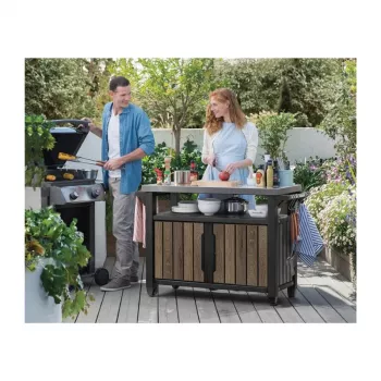 Masă de grătar KETER Deco Unity XL 207L nuanță de nuc