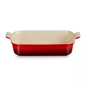 Vas de copt dreptunghiular LE CREUSET Heritage din gresie 32x24cm / 4L roșu
