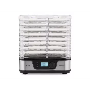 Deshidrator de alimente ETA Secca Premium ETA930190000, 8 tăvi dreptunghiulare, 380 W, argintiu