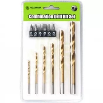 Set de 12 biți pentru burghiu și șurubelniță FIELDMANN FDV 9004 cu suport magnetic pentru biți, burghie HSS și pentru lemn, Phillips, Pozidriv, plat, cutie de depozitare