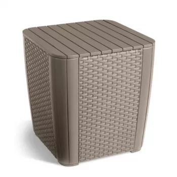 KETER Masă de grădină/cutie de depozitare Luzon Flat Wicker bej
