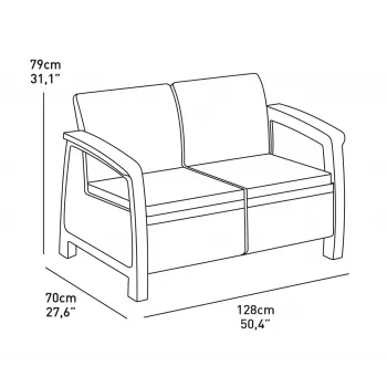 Canapea de grădină dublă KETER Corfu Love Seat maro