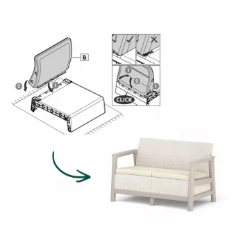 Canapea de grădină cu două locuri KETER Scandi Linea 2 Seater Sofa gri pietriș/bej deschis