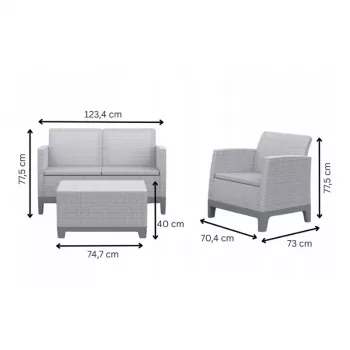 Set de mobilier de grădină KETER Scandi Forma 2 locuri, gri deschis/gri oțel închis