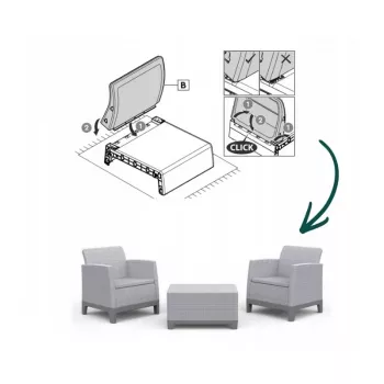 Set de mobilier de grădină KETER Scandi Forma Balcon, gri deschis/gri oțel închis
