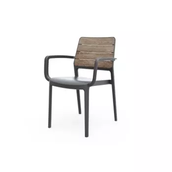 Scaun de grădină KETER Deco Porto, aspect lemn de frasin/gri