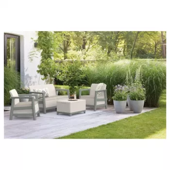 Set de mobilier de grădină KETER Scandi Linea 2 locuri, gri pietriș/verde salvie, nuanță piatră