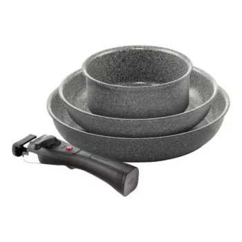 Set BALLARINI Torre de 3 tigăi Ø24cm, Ø28cm și cratiță Ø16cm + 3 mânere detașabile