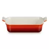Vas de copt dreptunghiular LE CREUSET Heritage din gresie 26x19cm / 2,4L roșu