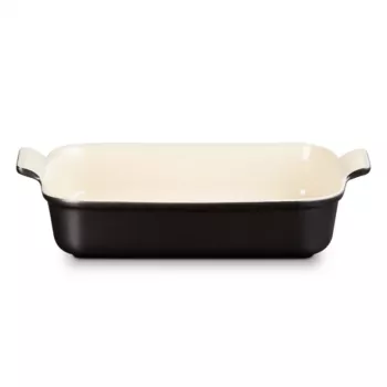 Vas de copt dreptunghiular Le Creuset Heritage din gresie 32x24cm / 4L negru