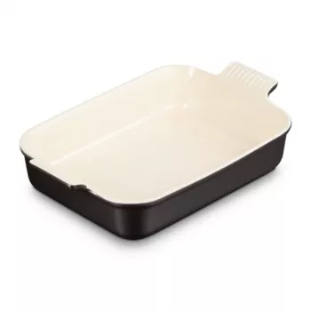 Vas de copt dreptunghiular Le Creuset Heritage din gresie 32x24cm / 4L negru