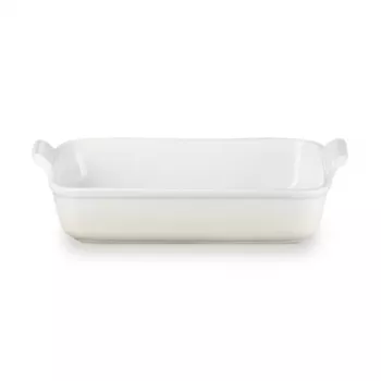 Vas de copt dreptunghiular Le Creuset Heritage din gresie 32x24cm / 4L alb