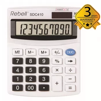 Calculator semi-desktop REBELL RE-SDC410 BX, LCD cu 10 cifre, alimentare duală (solar și baterie), negru