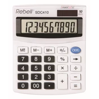 Calculator semi-desktop REBELL RE-SDC410 BX, LCD cu 10 cifre, alimentare duală (solar și baterie), negru