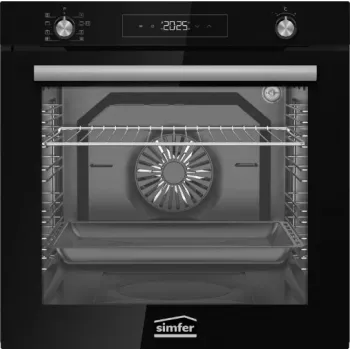 Simfer BI-81608P Cuptor încorporabil pirolitic, 80 L, 10 funcții, control electronic tactil, clasa energetică A, negru