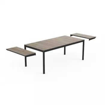 Masă de grădină extensibilă KETER Deco Porto Nova Extendable 200-280, aspect lemn de frasin/negru